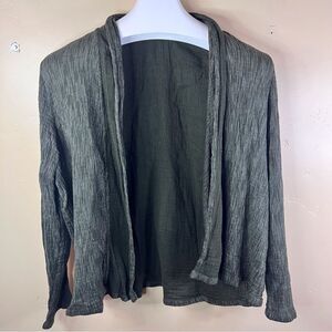 J.Jill PureJill Cotton Gauze Open‎ Cardigan Dark Green Size Large Career Wear